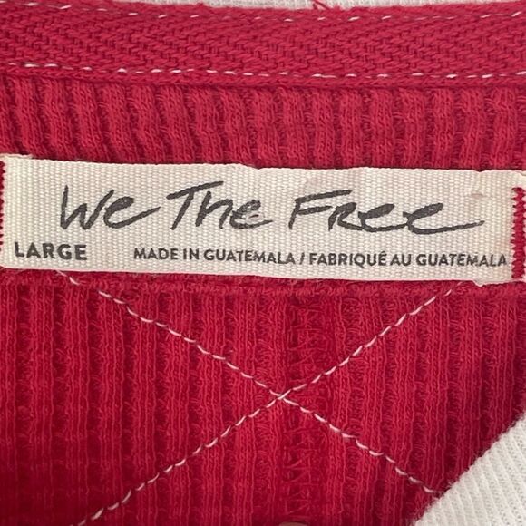 We The Free Waffle Knit Oversized Ringer Long Sleeve Shirt Large - Picture 2 of 8